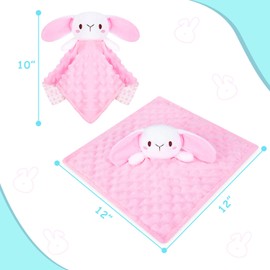 Sprinqdawin Loveys for Babies,Soft Baby Security Blanket for Newborn Infant Toddler Snuggle Toy Stuffed Animal,Lovey Bunny Security Blankets Baby Girl Gifts(Pink Bunny,12in)