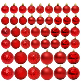 Joiedomi 46ct Assorted Size Christmas Ball Ornaments, Shatterproof Hanging Ball Ornaments for Christmas Tree, Holiday Indoor Party Decoration, Xmas Tree Ornaments (Red)