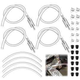 Meonum 4 Pack Brake Bleeder Hose, Motorcycle Brake Bleeder Kit with Nozzle Cap & Clamp, One Way Check Valve Tube Bleeding Tools for Hydraulic System Bleeding, Car Clutch Fluid Replacement Hose
