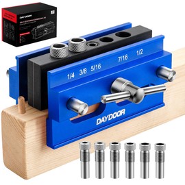 DAYDOOR 2.1" Self Centering Dowel Jig, Universal Capacity Doweling Jig & Drill Guide for Woodworking, Complete Kit with 6 Steel Bushings for Straight Holes(Blue)
