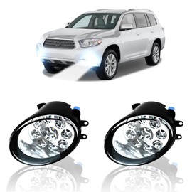 qobsos LED Fog Light For Toyota Highlander 2008-2011 Pair Bumper Fog Light Driving Lamp Replacement Fog Light Assemblies,6000k White,Pack of 2