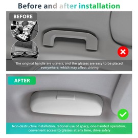 GAFAT Glasses Holder Glasses Case for Volvo XC40 XC60 XC90 V60 V90 S90 Polestar 2, Sunglasses Holder Glasses Case Interior Storage Box Organiser (Grey), gray