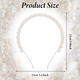 BOHUIZ Pearl headband for Girls, White Subtlety Faux Pearl Headband Cute Fancy Pearls Head Hairbands Bridal Hair Hoop Wedding Accessories for Girls Wedding Birthday Party