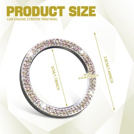 HEVLE Car Bling Crystal Rhinestone Engine Start Ring Decals, Push to Start Button Cover, Key Ignition & Knob Bling Ring, Key Ignition Knob Bling Ring, Bling Car Accessories for Women