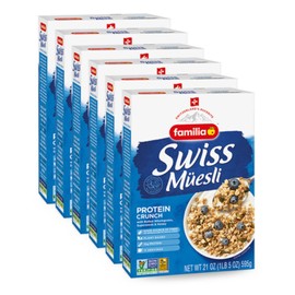 Familia Swiss Muesli Protein Crunch, Energy-Packed Cereal with Superseeds & Honey, 21oz (Pack of 6)