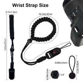 MyGiGi Camera Wrist Strap for Digital Camera and Selfie Stick with Quick Release Connector and a 1/4" Screw (Black)