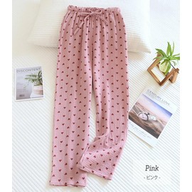 DAYCLOSET 206 Women's Room Wear Pants, Pajamas, 100% Cotton, Double Gauze, Elastic Waist, Thin, Spring, Summer, Autumn,, Pink
