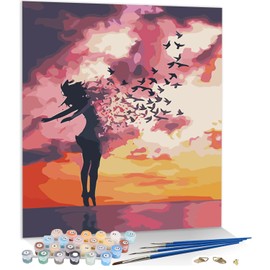 KAMIERFA Paint by Numbers Girls Transforms into Butterfly Painting Adult DIY Artwork Picture Decor Living Room Bedroom Senior Beginner 40 x 50 cm