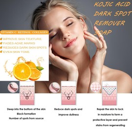 Turmeric and Kojic Acid Soap, Soap Bar for Deep Facial & Body Skin Cleaning with Vitamin C, Face and Body Bar for Skin Moisturizing, Improve Uneven Skin Tone, Gently Healing Acne (3PCS）