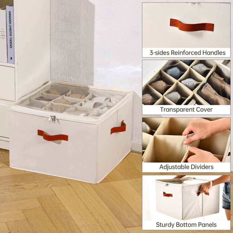 INSTY Shoe Organizer for Closet, 2 Pack Foldable Shoe Storage