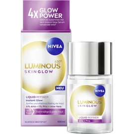 NIVEA LUMINOUS630 Skin Glow Liquid Refiner, Gentle and Effective AHA Exfoliating for Even and Smooth Skin, Pore Refining Face Care with 4% AHA, 1% PHA and Aloe Vera (100 ml)