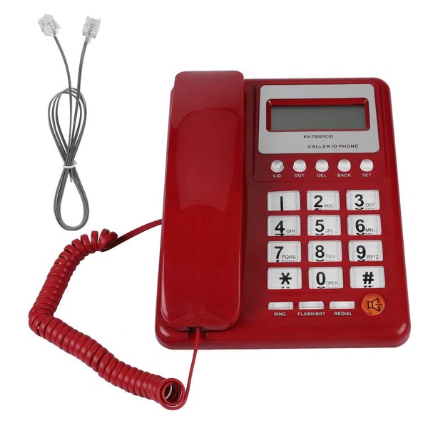 Corded Telephone, KX-T8001 Red Landline Phone DTMF/FSK Dual Mode Home