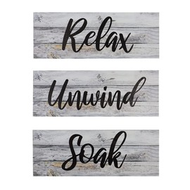 Alnicov 3 Pieces Wooden wall sign Farmhouse Bathroom Wall Decors Relax Renew Refresh Signs Vintage Wood Wall Signs for Home Bathroom Laundry Room Décor