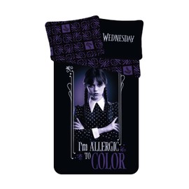Wednesday Addams Bedding Set, 100% Cotton, Reversible Wednesday Duvet Cover 140 x 200 cm + Matching Pillowcase