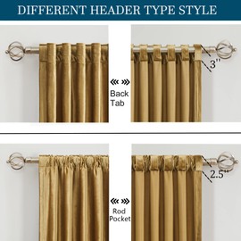 PRIMROSE Golden Velvet Curtains 63 inch Long for Living Room,Set of 2 Panels Blackout Rod Pocket Back Tab Window Treatment Room Darkening Heavy Decorative Curtains Drapes for Bedroom