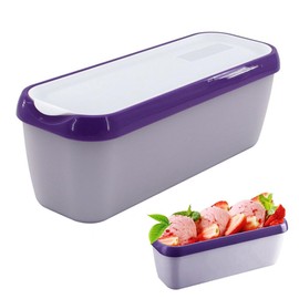 KiRYu Purple Lavender Long Thin Luxail Ice Cream Container, 1.5 Quart, Non Slip Base, Stackable, 28x9.5x10 cm/11.02x3.74x3.94 inch