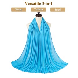 Nonbongoy Head Wraps for Black Women Stretch Headwraps Large Hair Wraps Hijab Scarves for Muslim Head Scarf Turban Headbands Sky Blue