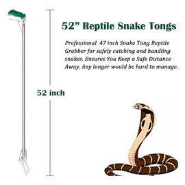 KANCOKIT 52" Snake Grabber, Professional Heavy Duty Snake Tongs, Upgrade Extra Long Snake Stick with Wide Jaw, Stainless Steel Reptile Grabber Rattle Snake Catcher with Non-Slip Grip Handle