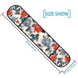 Vintage Flower Double Oven Mitt Heat Resistant Potholder Double Oven Glove with Loop for Cooking Grilling Microwave Handling Hot Pans (Maximum Tolerable Temperature is 220°C)