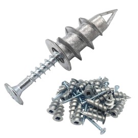 20 Pcs Plasterboard Fixings,Heavy Duty Wall Plugs and Screws,Metal Self Drilling Plasterboard Fixings,Lasting Self Drill Professional Wall Plugs, for Plaster,Composite & Wooden Boards (Silver)