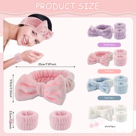 TIVUNORON Face Wash Bracelets and Headband Set, 4 Pieces Sponge Headband and Cuffs Skincare, Women's Makeup Hair Cuff Band, Absorbent Headband for Spa, Yoga, Shower, Washing