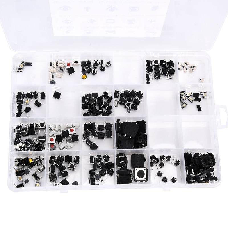 250pcs Tact Push Switch Micro Combination Kit 25 Values Boxed