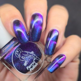 Parrot Polish Chantilly Cat Magnetic Multichrome Nail Lacquer Purple/Black/Blue 0.5 Fl Oz