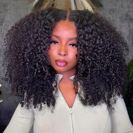 WestKiss Curly Wigs Human Hair Lace Front Wigs Kinky Curly 5x7 Closure Wig Pre Cut Lace Ready To Go Glueless Wigs Human Hair Bleached Knots Pre Plucked Human Hair Lace Front Wig 20 Inch