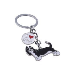 BT Bear Keychain,Dog ID Tag Cute Metal Dog Keychain Keyring Keyfob Bag Charm (Basset Hound Black)