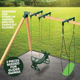 Swurfer Swing Set Conversion Bracket - No Tree, No Problem, Convert Your Swingset into a Swurfset, Heavy Duty Adjustable Horse Glider Attachment Bracket for Kids Ages 12 and Up, Up to 150lbs (Green)