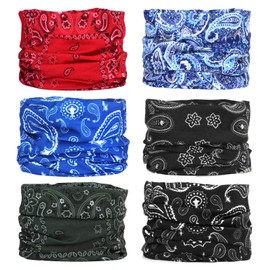 Seamless Bandanas, Scarves, Headbands, Gaiters, Balaclavas, Face Masks, Headgear, Multifunctional, Seamless, Elastic, UV-Resistant, for Yoga, Running, Hiking, Cycling, Motorcycling, Pack of 6, multicolour