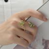 Joacii 14K Gold Plated Adjustable Open Midi Rings Aquamarine Statement