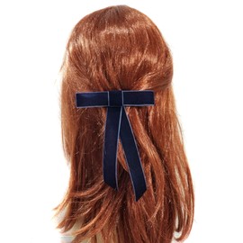 EmilyRose Couture Large Velvet Hair Bow Collection (Alligator Clip, Navy Blue)