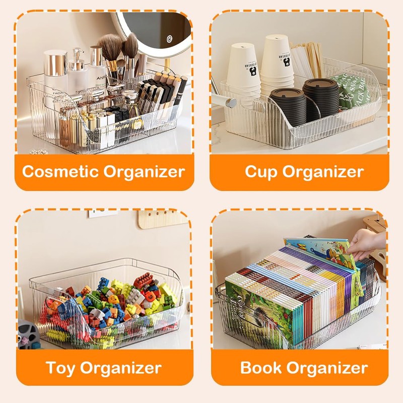 Large Snack Organizer for Countertop, Clear Snack Storage Bin