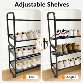 LYKENTOR 4 Tiers Metal Shoe Rack for Entryway Closet Hallway Bedroom Garage