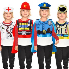 iROLEWIN Career-Day-Costume for Kids Toddler Community-Helpers Dress-up Dramatic-Play Capes and Headbands Preschool Toy Party