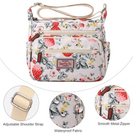 FAVORTALK Nylon Crossbody Bags for Women Multi Pockets - Handbags & Shoulder Bag Travel Cross Body with Adjustable Removable Strap 3 Layer Handbag Multiple Compartments Fashion Satchel Purse - B36227