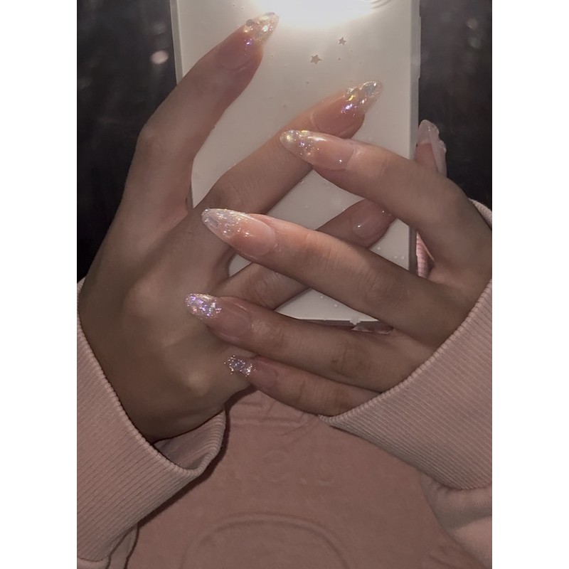 [Year-end nails with ten-hand glass parts] Pink glass of poetry❄