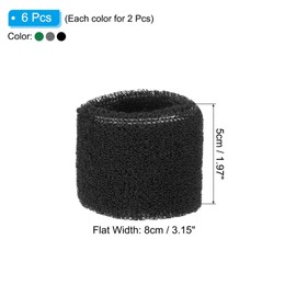 PATIKIL 6pcs 8x5cm Sport Wristbands Coton Terry Cloth Sweat Band Sweat Band for Tennis Basketball Training Athletic Running Black Gray Green