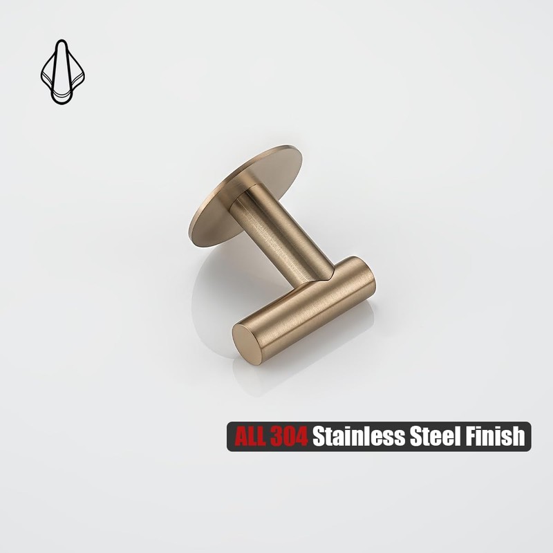 JQK Self Adhesive Towel Hook Champagne Bronze, No Drill Stick
