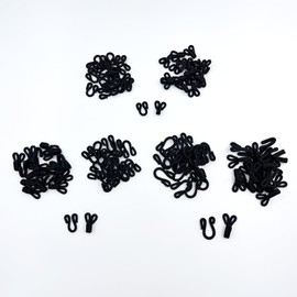 60 Sets Sewing Hooks and Eyes Closure, 3 Sizes Black Fabric Covered Sewing Hooks Eye and Hook Latch for Clothing Bra Furry Jackets Coats Skirt Blouse