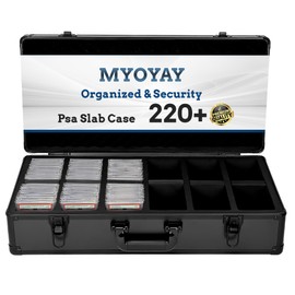 MYOYAY 6 Row 220+ Graded Card Storage Box, Psa Slab Case For Graded Cards Sports Trading Card Storage Box Craded Slab Carrying Case Fits PSA BGS FGS & SGC, 8 Dividers