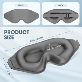Cverny Sleep Mask | 99% Fully Block Out Light Eye Sleep Mask | Long Lash Extension | 3D Deep Contoured Eyes Cover Zero Pressure | Adjustable Straps | Sleep Travel Home Nap Rest Women Men (Grey)