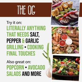 Organic Salt Pepper Garlic Seasoning - The OG by Flavor Seed, Carnivore & Keto Friendly Organic Garlic Salt, SPG Seasoning for Grilling Meat & Veggies, Popcorn Topping, Kosher, 3.4oz Shaker Jar