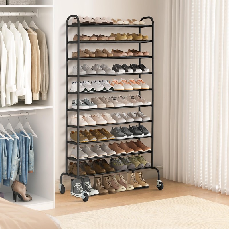 STORAGE MANIAC 10-Tier Expandable Shoe Rack, 44 Pairs Tall Vertical