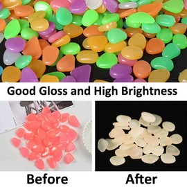 MOCNT 200Pcs Pink Glow in the Dark Pebbles Rock Luminous Cobblestones Glowing Pebbles Stones Garden Decor for Home Walkway Aquarium Fish Tank Decoration Width 20-30mm