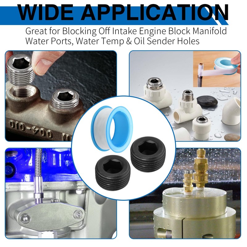 LifCratms 1" Male NPT Plugs, Carbon Steel Pipe Fitting, Countersunk