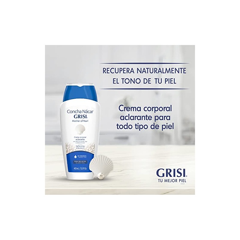 Crema corporal Grisi concha ncar aclarante 400 ml, empaque puede