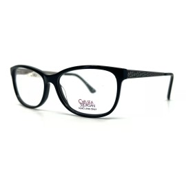 Chelsea Morgan CM3006 BK Eyeglasses Frames Black Silver Rectangle 53-14-135