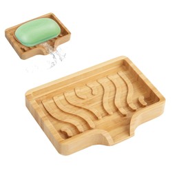 UgyDuky 1Pcs Bamboo Soap Dish Holder Tray, Self Draining Soap Case for Bathtub Hotel Home Decoration, Soap Saver for Shower, Bathroom, Sink, Kitchen and Countertop
